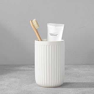 White Toothbrush Holders for Bathrooms - 1 Cups Ceramic Toothbrush Tooth...