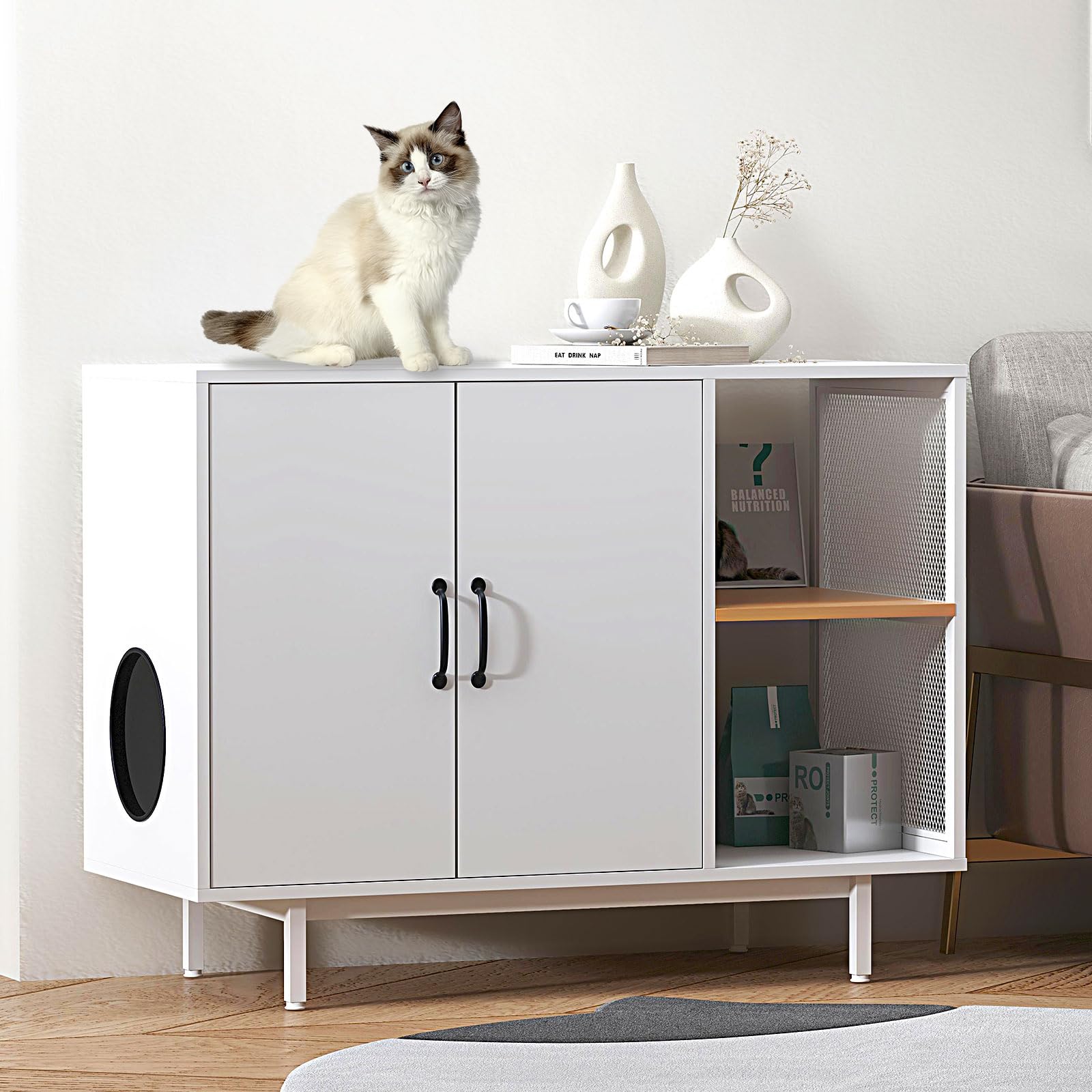 Arenero Autolimpiable Armario Para Gatos Con Caja De Arena Casa