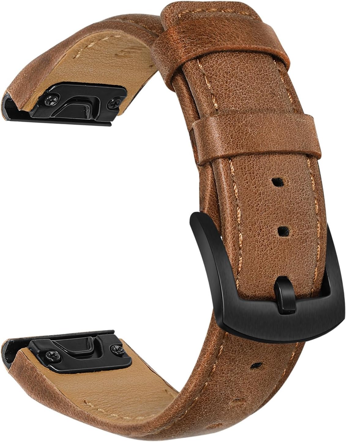 Unoxiento Quick Fit Band for Fenix 8 47mm / E / 7/6 Pro / 5 Plus, 22mm Genuine Cowhide Leather Strap for Garmin Instinct 3 Solar 45mm / Epix Pro 47mm
