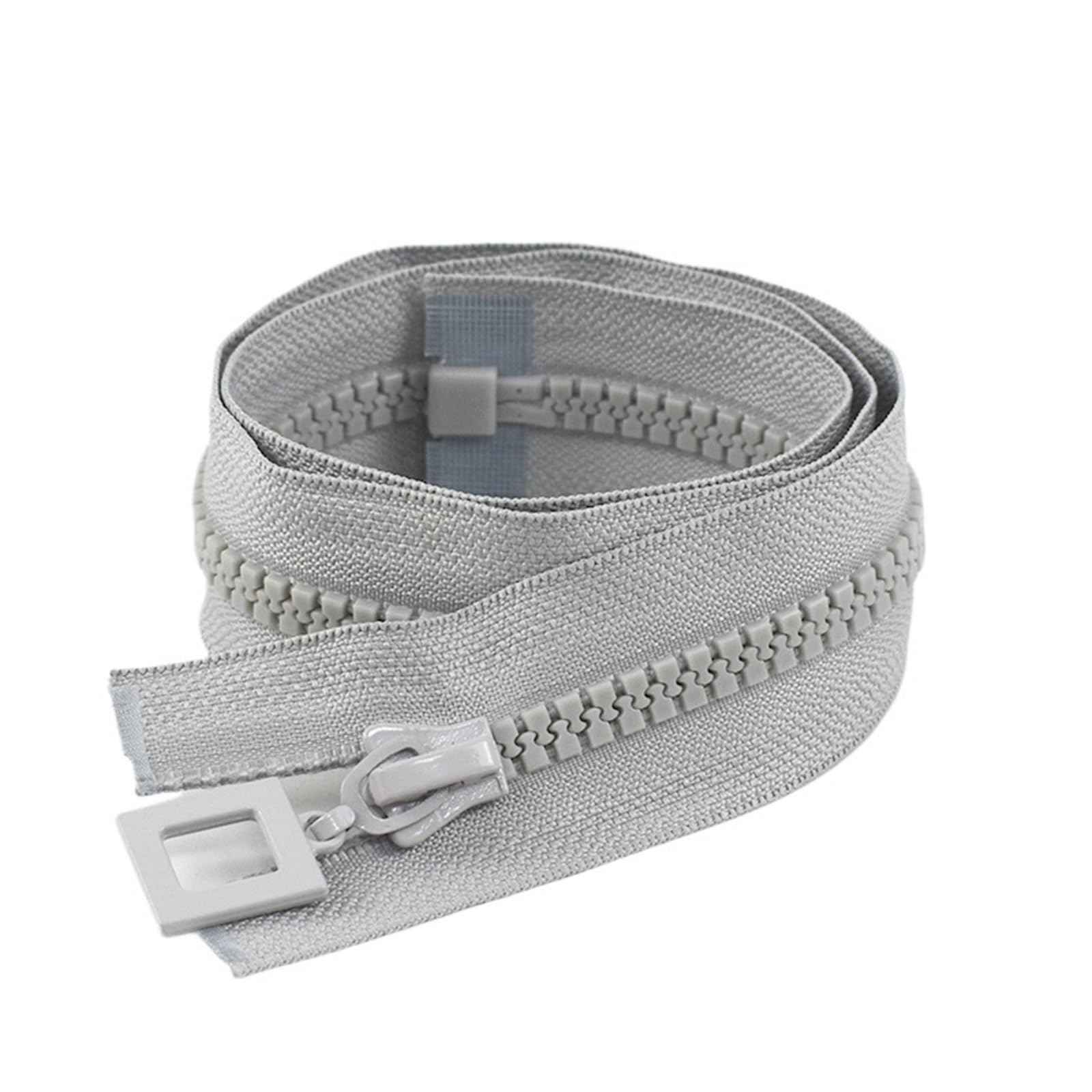 8 Gauge Resin Open End Zipper Single Double Slider Multicolor 60-120cm(Grey,SINGLESLIDER-70CM-COLOR 01)