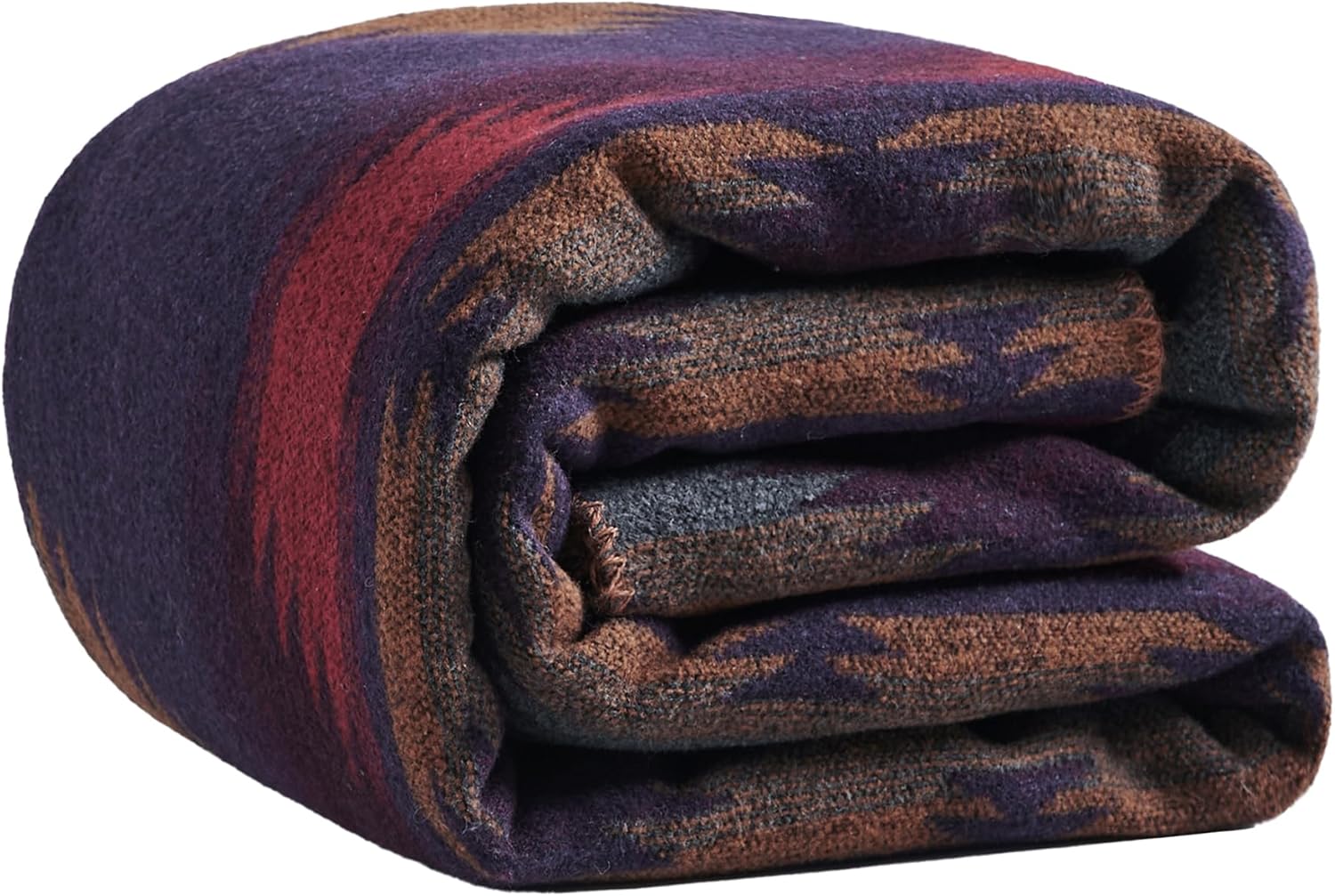 Paseo Road Gila Wool Blend Western Blanket, Throw 50x60 inch Purple Geometric Aztec Blanket, Southwestern Tribal Indian Modern Rustic Soft Cozy Throw Blanket for Couch, Sofa, Bed