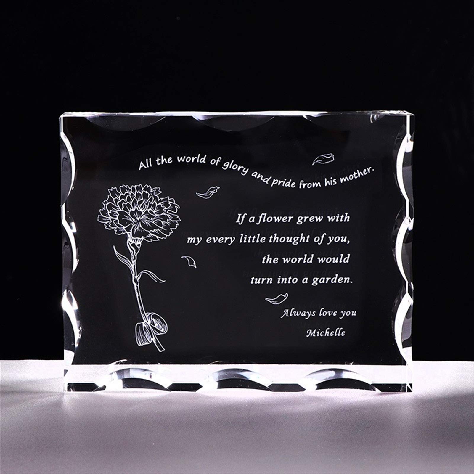 Cristallo Regalo per papà Personalizzato la Lettera di Cristallo Telaio Inciso Regalo di Compleanno per papà Festa del Padre Presente Souvenir soprammobili (Color : Gift for Mom)