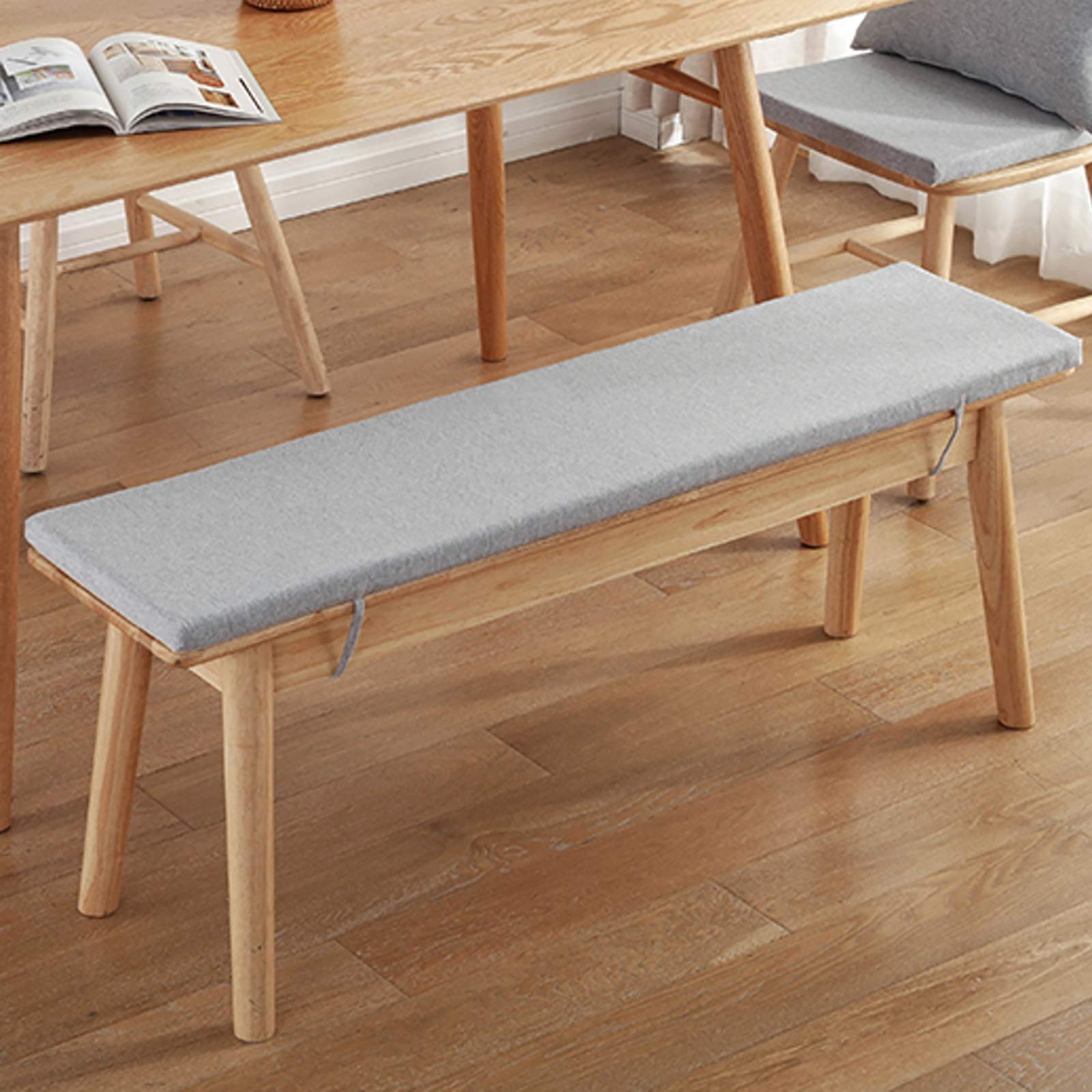 Coussin matelassé gris clair 200x30x2cm pour galette de chaise longue, tabouret et banc de salon