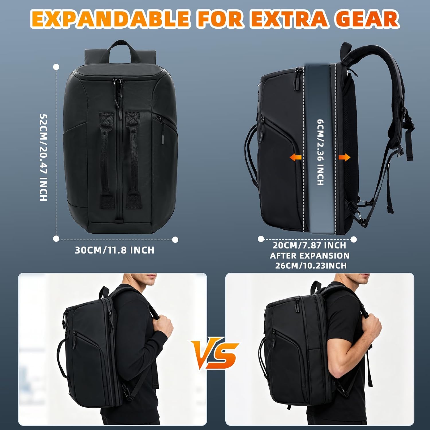 Vacuum Compression Backpack with Electric Air Pump, Expandable Large Capacity (35-45L), 3 Carrying Methods, Fits 17-inch Laptop, Suitable for Business or Travel image 2