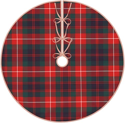 Miniatura 1 de Falda de árbol de Navidad de 48 pulgadas, diseño de Clan Fraser of Lovat, moderno, tartán, rojo, lino, falda de árbol de Navidad para fiestas de