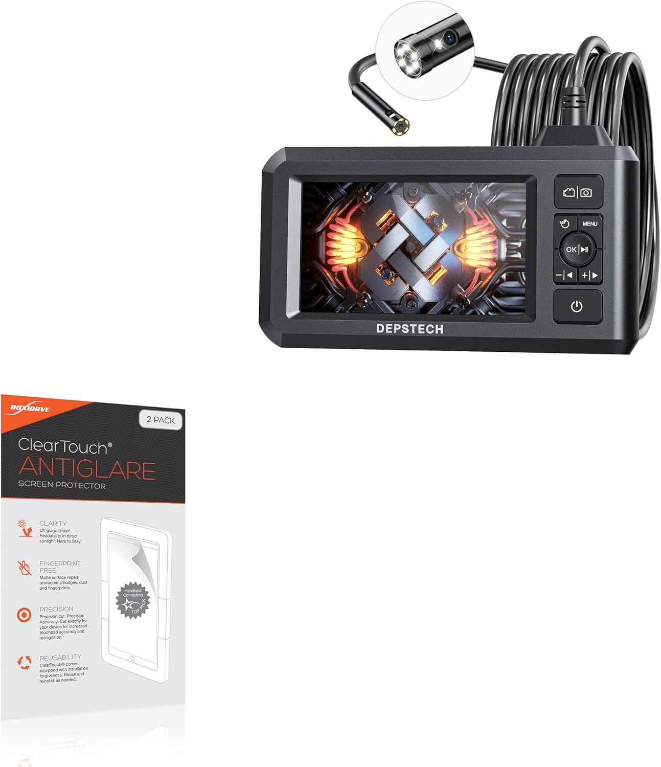 BoxWave Screen Protector Compatible with Depstech Dual Lens Endoscope with Waterproof Camera (4.3 in) - ClearTouch Anti-Glare (2-Pack), Anti-Fingerprint Matte Film Skin