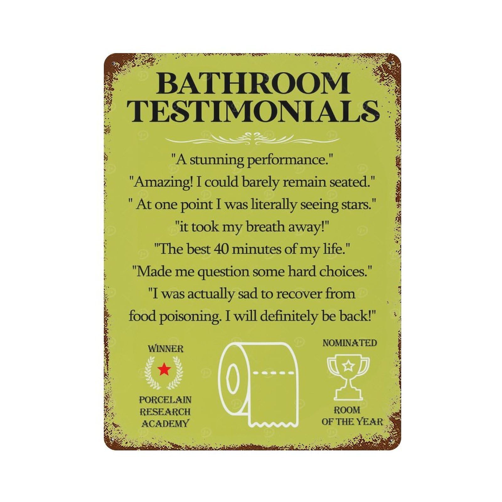 Rustic Tin Plaque Toilet 15.7"x11.8", Rustic Home Decor for Office, Studio And Wall Decor