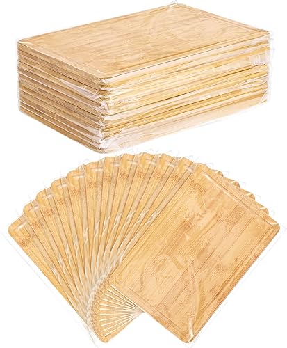 Juego de 12 tablas de cortar de bambú liso a granel de 12 x 9 pulgadas, tablas de cortar rectangulares en blanco, tabla de cortar de madera, tabla