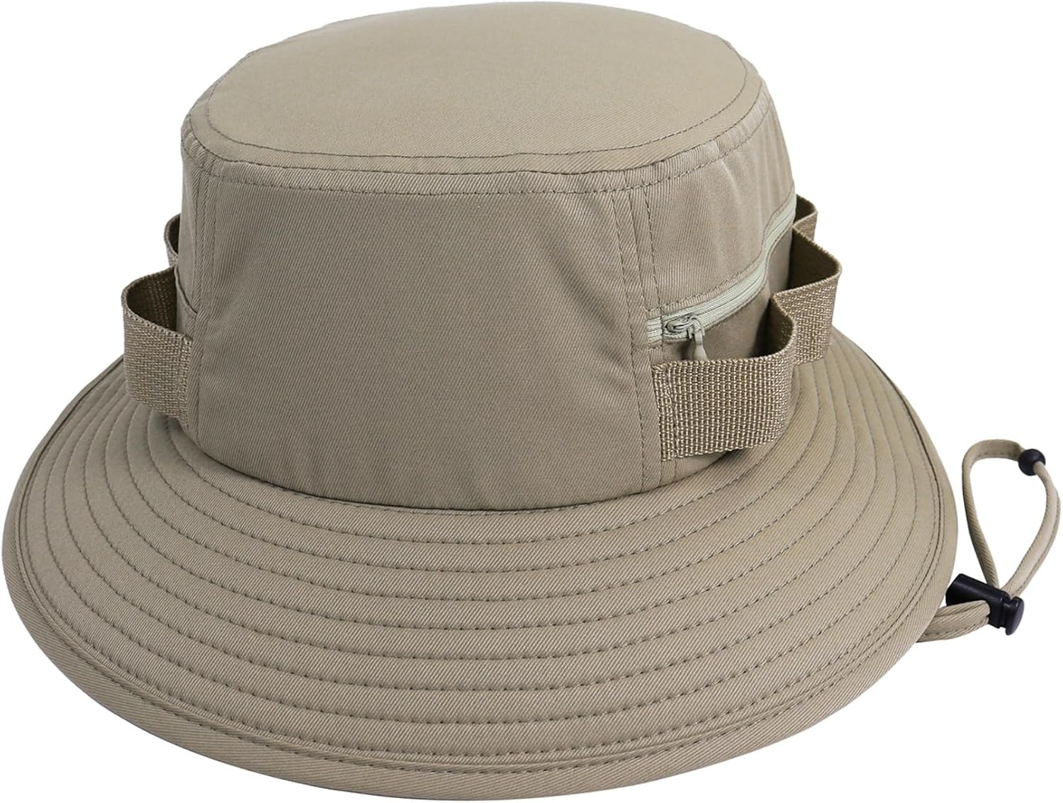 Bucket Hat with Chin Strap UPF 50+ Water-Resistant Packable Sun Boonie Hat with Zipper Pocket for Men Women