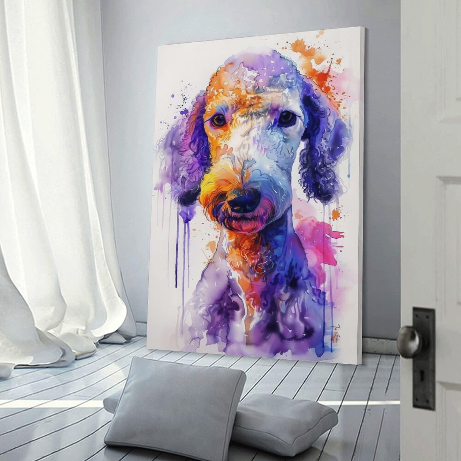 Junmoney Room Decor Wall Art Bedlington Terrier, 24x36inch(60x90cm), for Hallway, Bedroom Or Modern Interiors, Gift Idea for Housewarming And Birthdays
