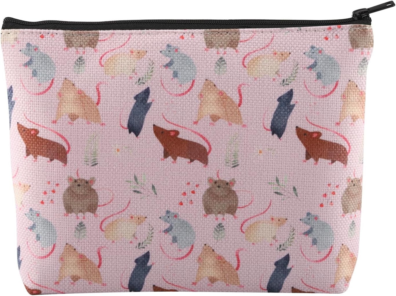 XYANFA Rat Cosmetic Makeup Bag Rat Lovers Gifts Mouse Mom Gifts Rat Owner Gifts Rat Women Gifts Cute Rat Zipper Pouch (rat makeup bag)