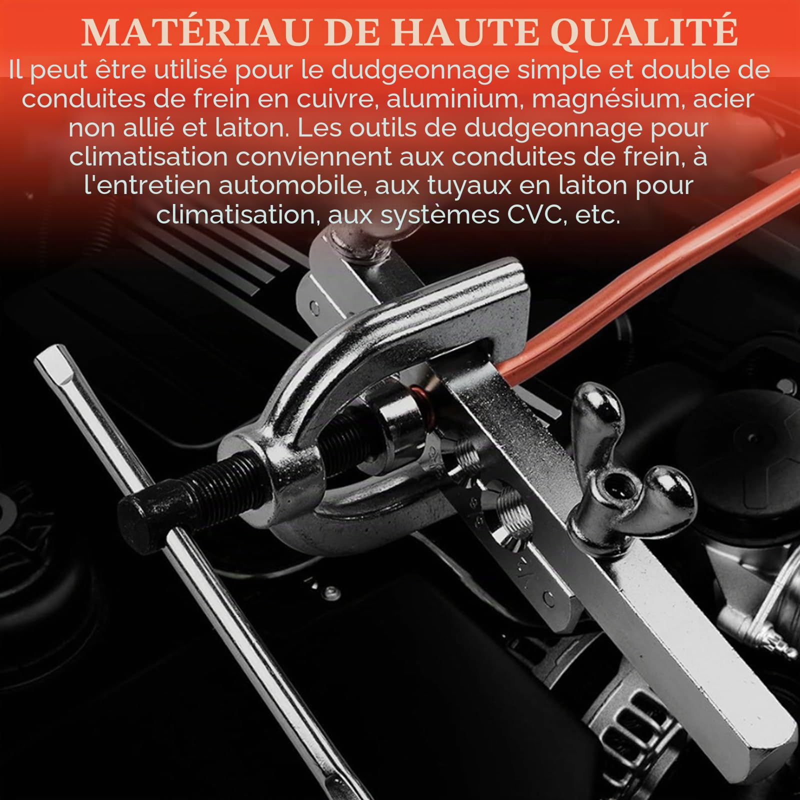 Leikurvo Kit de serrage pour conduites de frein avec outil d'expansion, outil d'expansion avec coupe-tube 3/16"|1/4"|5/16"|3/8"|1/2", outil de tuyau de frein double et simple pour atelier automobile