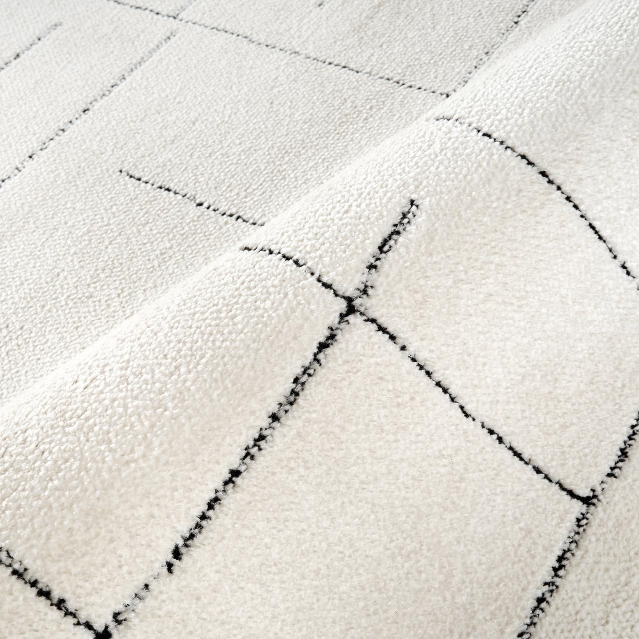 Abani Cream Area Rug – 8' x 10' – Oliver Collection – Striped Pattern – Non-Shedding, Easy to Clean – Durable for Living Room, Bedroom, or Office, Pet & Child Friendly