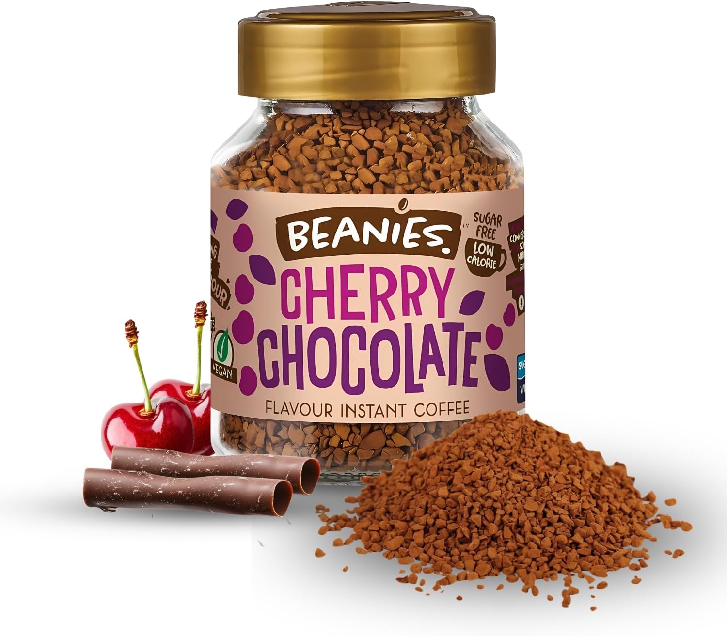Beanies Cherry Chocolate Flavoured Instant Coffee | 50g | Freeze Dried Coffee with Cherry & Chocolate Flavour