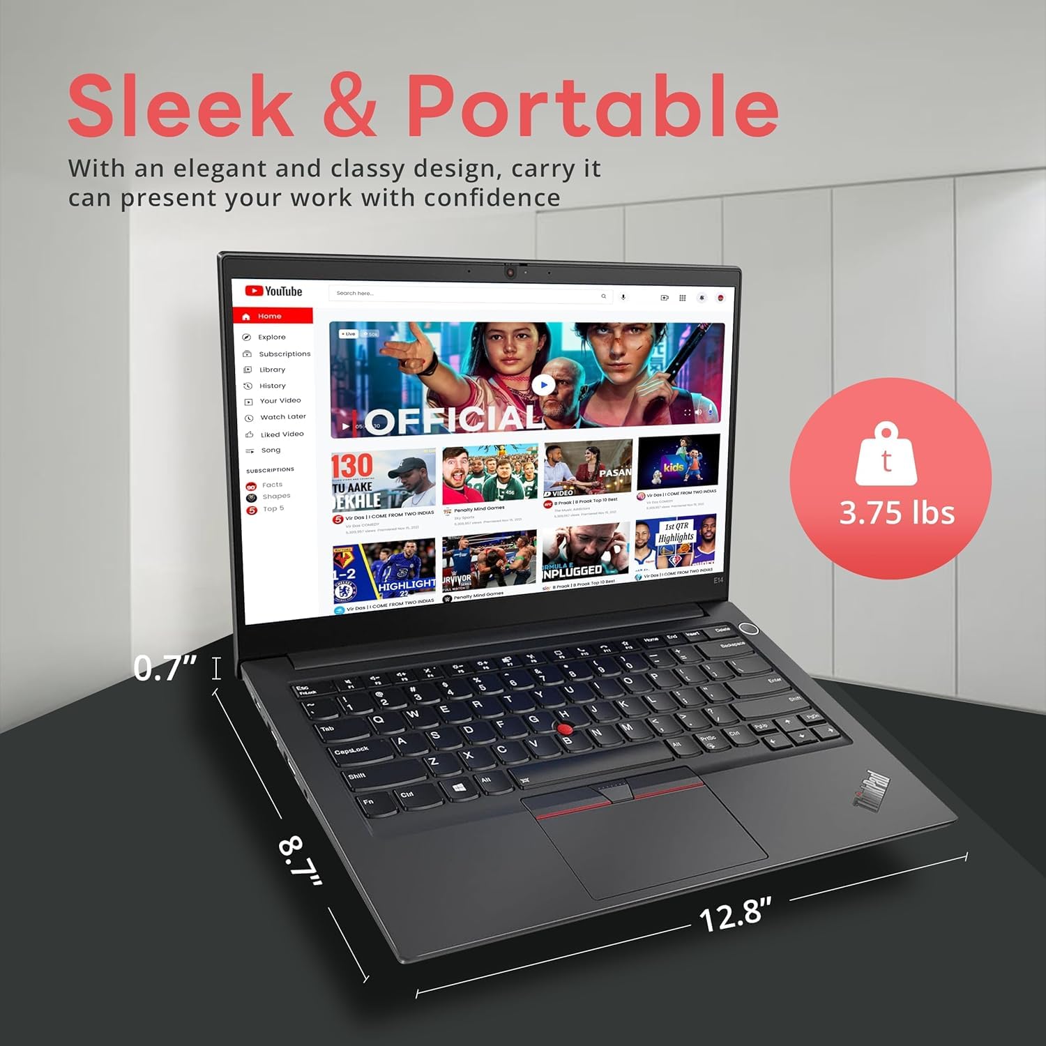 Lenovo ThinkPad E14 Gen 1 Business Laptop, 14 Inch FHD Notebook, Intel Core i5-10210U, 16GB RAM, 512GB SSD, US Keyboard, Windows 11 Pro (ricondizionato)
