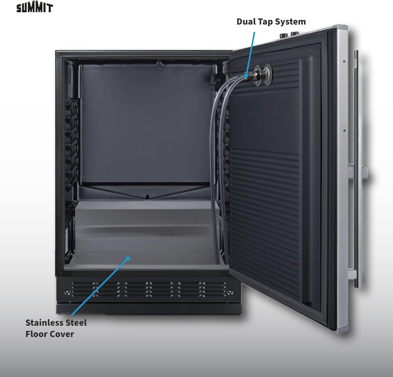 Summit 24" Undercounter Kegerator, Dual Front Beer Tap, No Drill Beer Dispenser, Stainless Steel - SBC7BRSFRTP