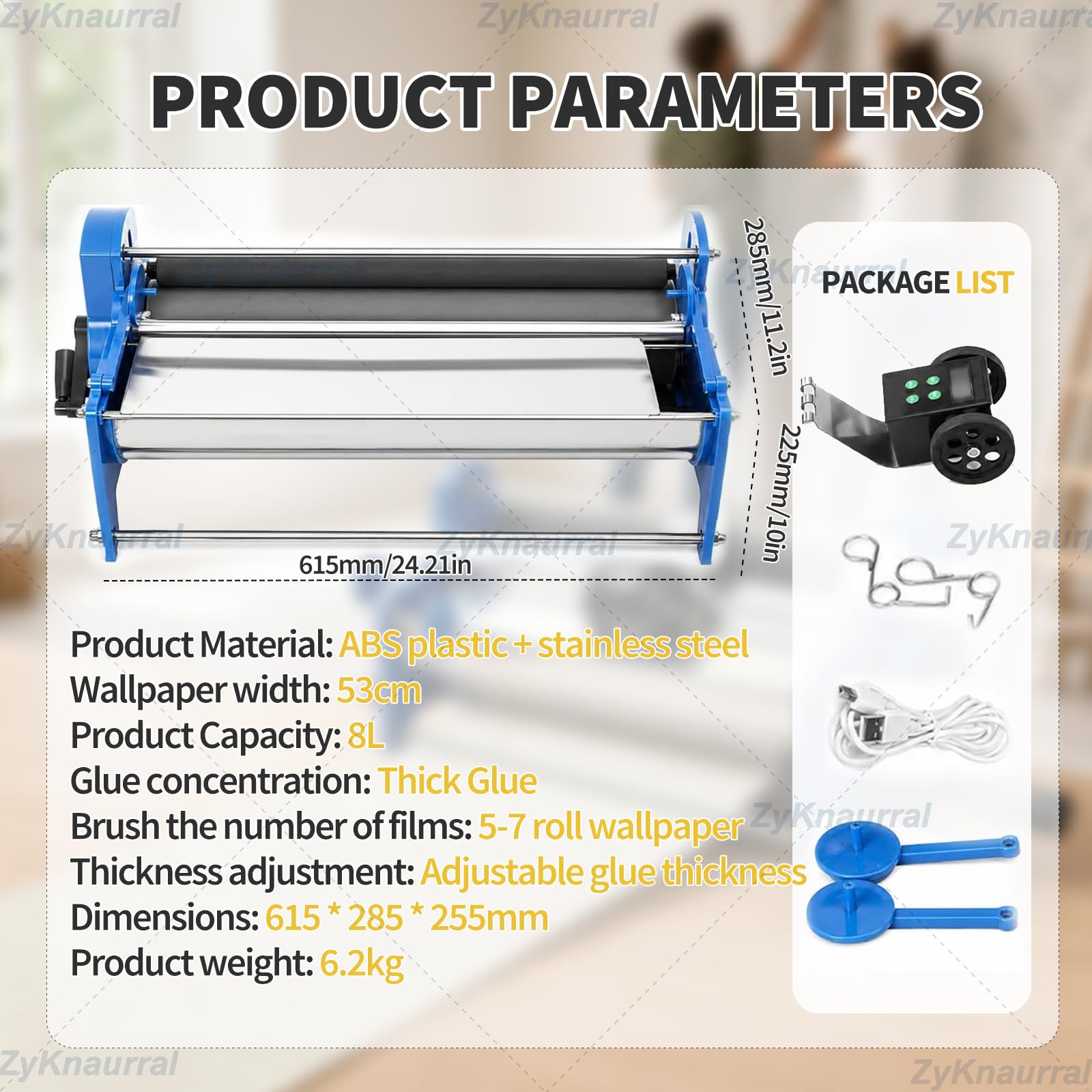 Macchina Incollatrice per Carta Da Parati Da 53 Cm Con Contatore Digitale | Applicatore a Manovella Colla per Carta Parati, Incollaggio Carta Parati, Facile Applicazione, Distribuzione Ottimale Colla