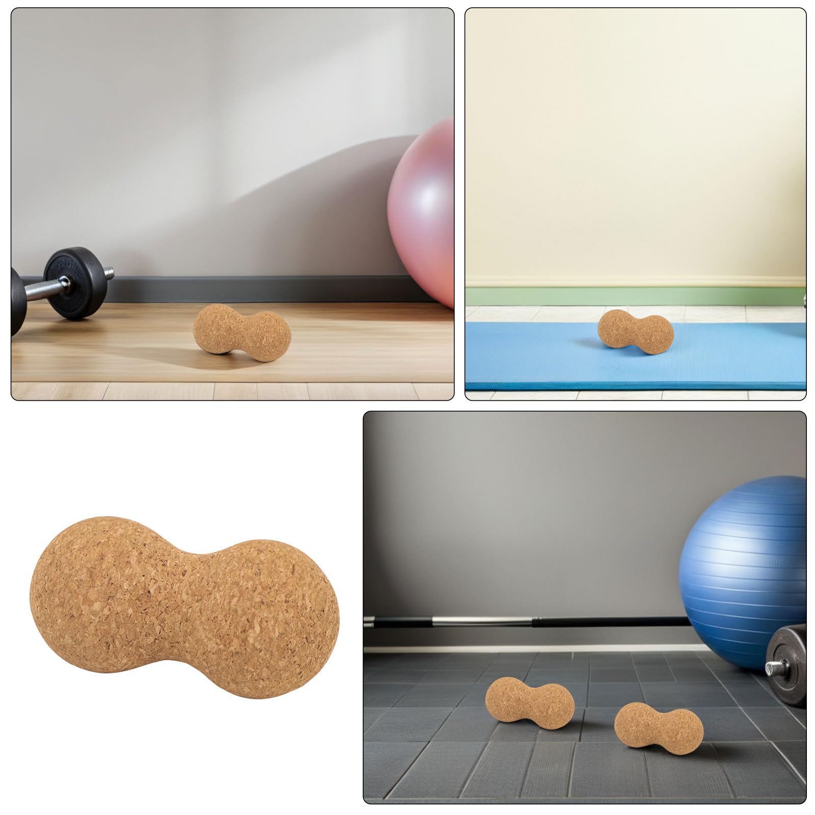 Erdnuss Massageball 2 Stück 6 12cm aus Kork | Tragbare Tiefengewebsmassage für Rücken, Nacken und Fußentspannung, Muskelregeneration, Triggerpunkttherapie