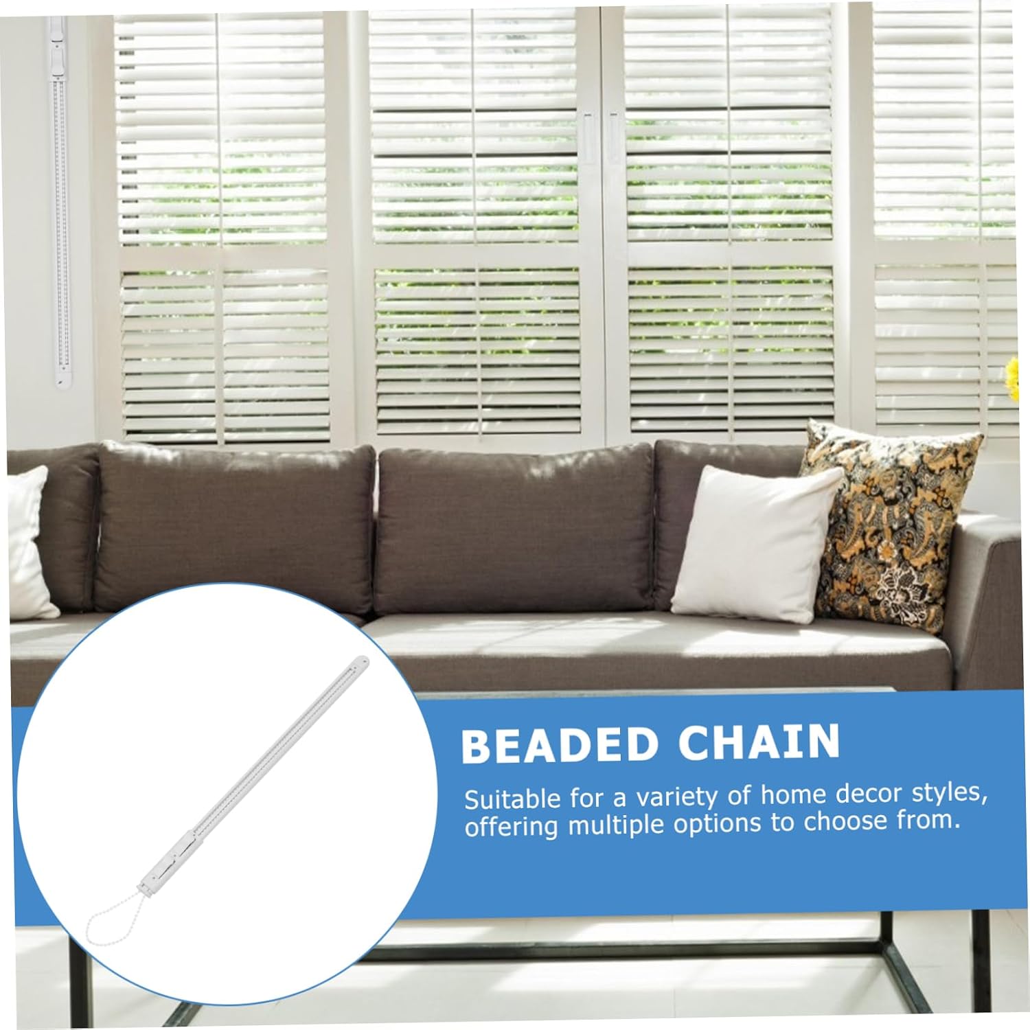 Pulley Design Beaded Roller Chain for Curtains Safety Control Rod for Blinds and Ceiling Fans Effortless for Home