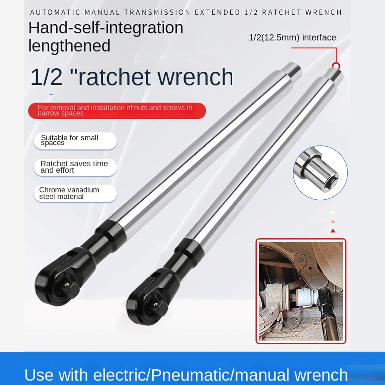 Offset Extension Ratchet | 1/2 Inch Extended Torque Ratchet Socket | Heavy Duty Offset Extension Wrench - for Automotive Garage Workshop Home Repair Shop Tight Space Engine Bike Motorcycle Truck