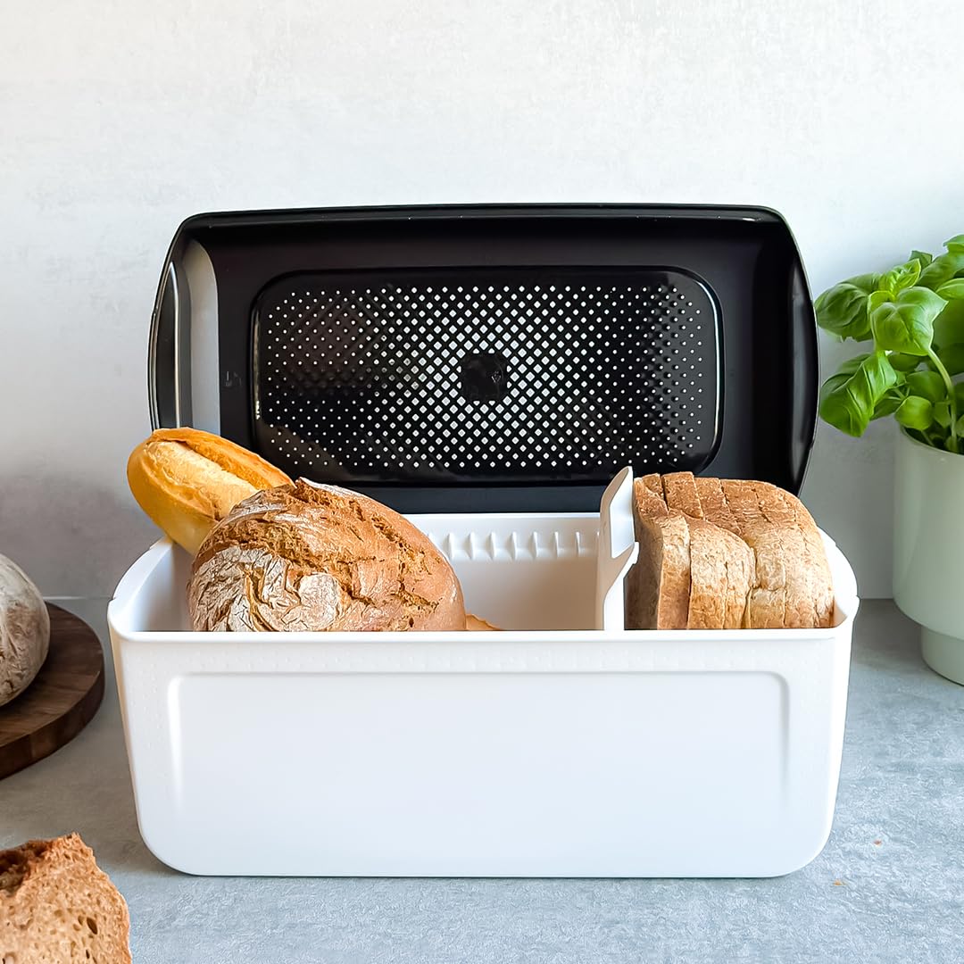 Mediashop BreadSmart - Brotkasten mit Trenner - Brotbox & Frischhaltebox für Brot, Brötchen & Gebäck - BPA-frei - hält Backwaren länger frisch & reduziert Abfälle - Brotaufbewahrung & Brotbehälter