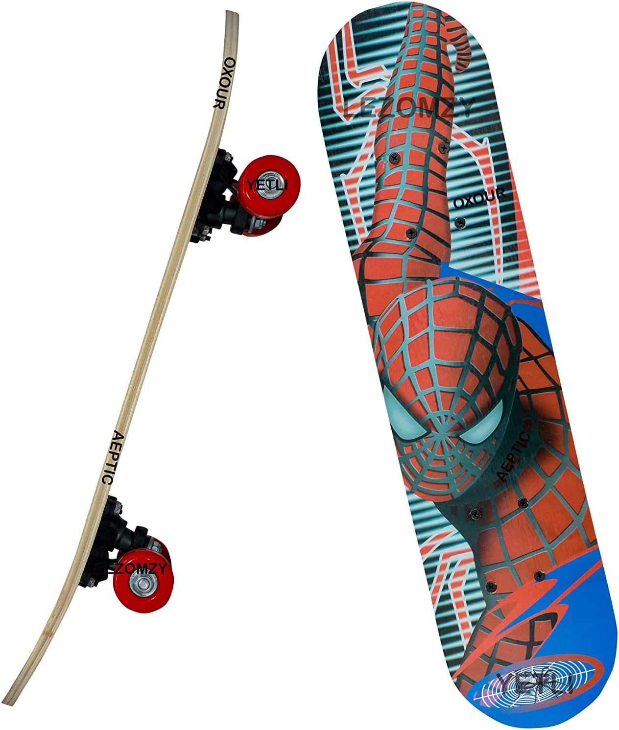 Skateboard 23"X 6" Complete Skateboard, Double Kick Concave Skate Board 9 Layer Plywood Deck Standard Skateboards For Kids Boys Girls Beginners Teens Adult-Mickeyy