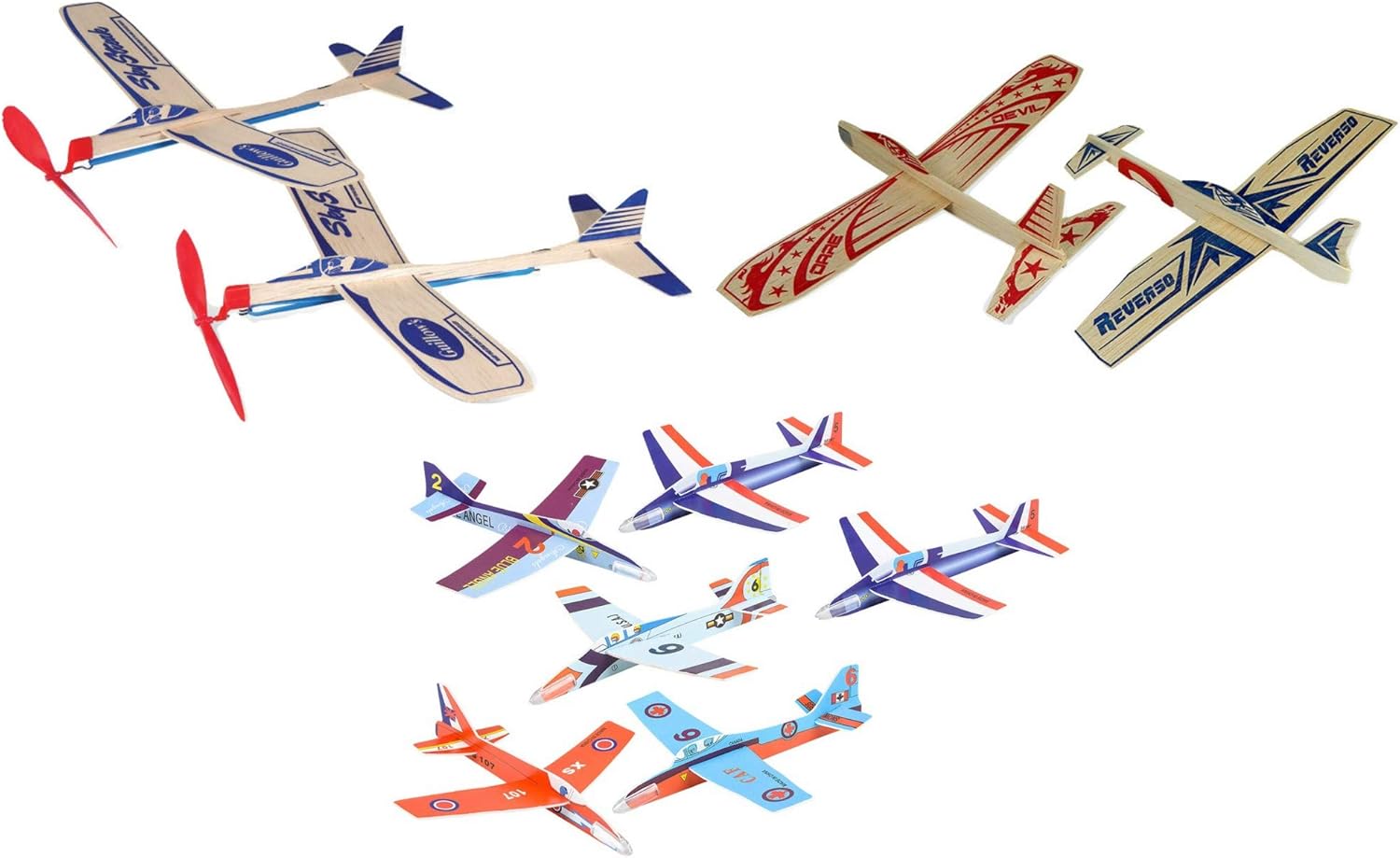Balsa Wood and Foam Outdoor Toy Airplane Set 2 Sky Streak