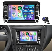 4+64G Android 15 Radio for VW Jetta Passat Tiguan Golf MK5 MK6 T5 EOS Polo Wireless CarPlay Android Auto Car Stereo 5G WiFi GPS AHD Backup Camera Bluetooth 5.0 FM RDS DSP