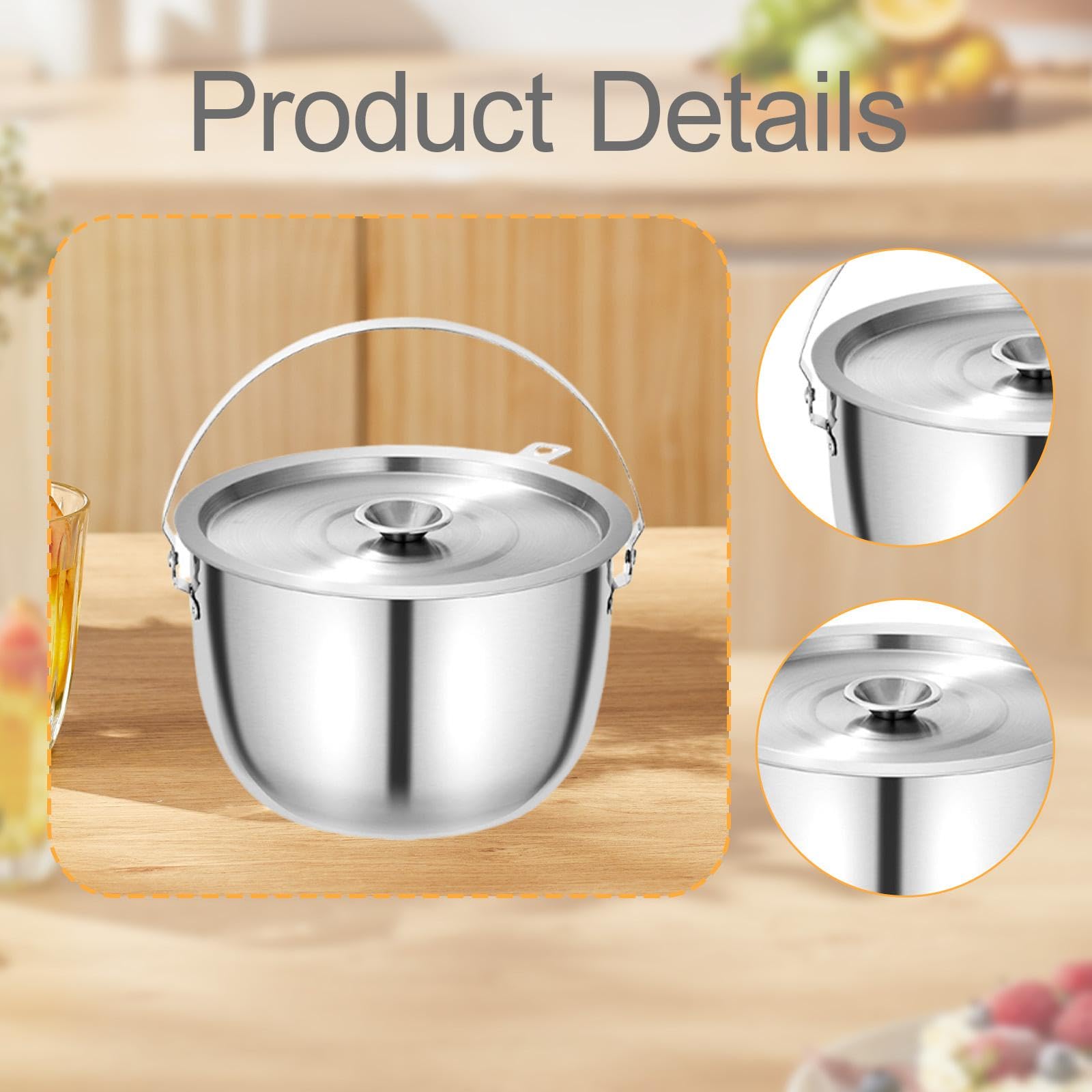 MagiDeal Olla de camping, multiusos, con tapa y asa, ideal para cocinar en casa, en restaurantes y cocinas comerciales, 2.8l
