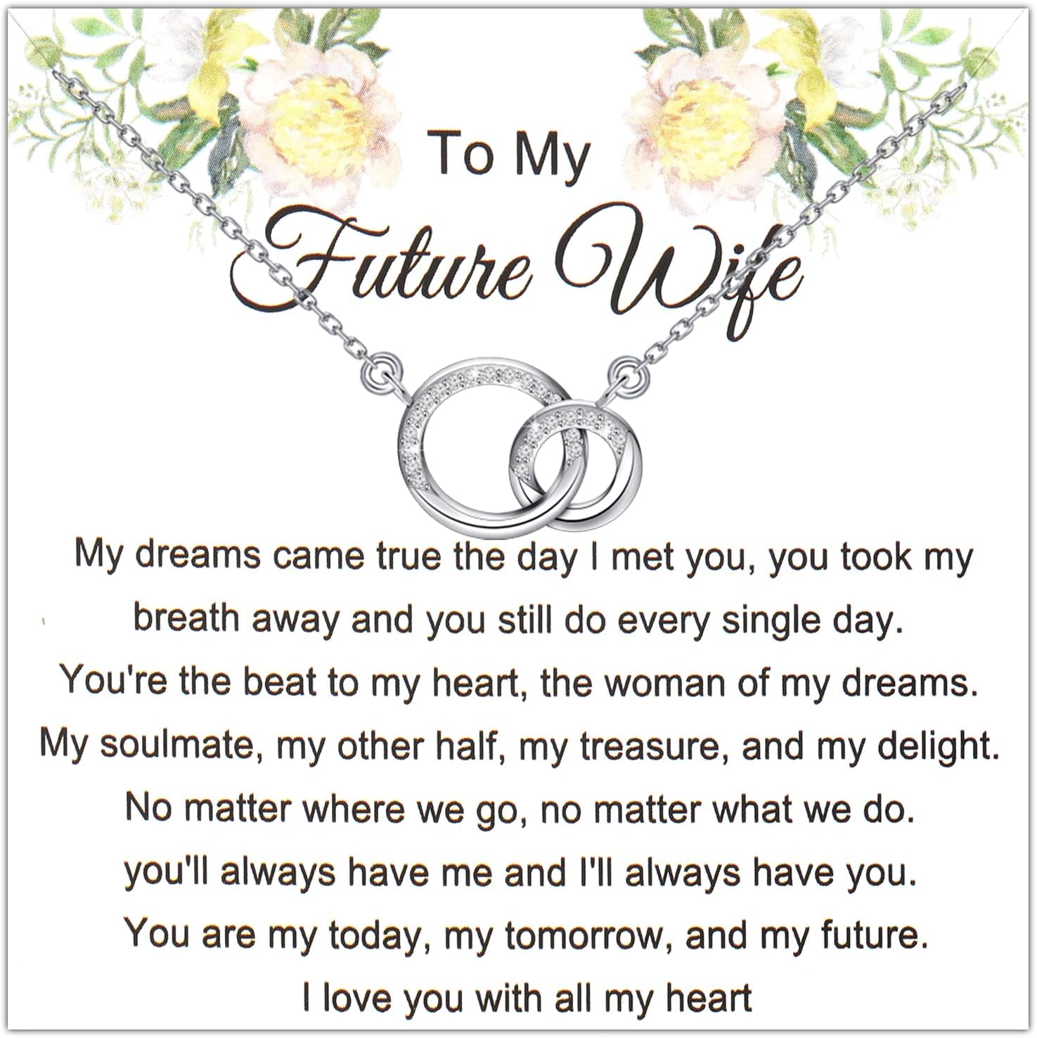 UJIMS To My Future Wife Necklace from Husband Engagement Gifts for Fiancee Wedding for Wife