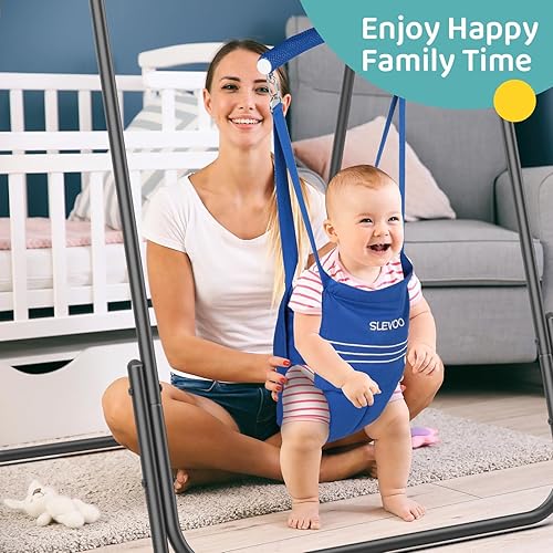 Miniatura 5 de Slevoo Conjunto de columpio y puente 2 en 1 para bebé, columpio para niños pequeños con soporte plegable, de 6 meses a 6 años, para diversión en