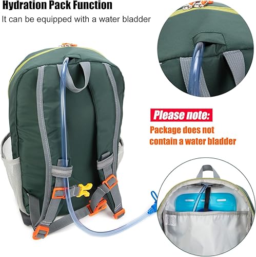 Miniatura 5 de IVYGREEN Mochila de senderismo para niños pequeños para niños o niñas, mochila pequeña para acampar o viajar (verde, S)