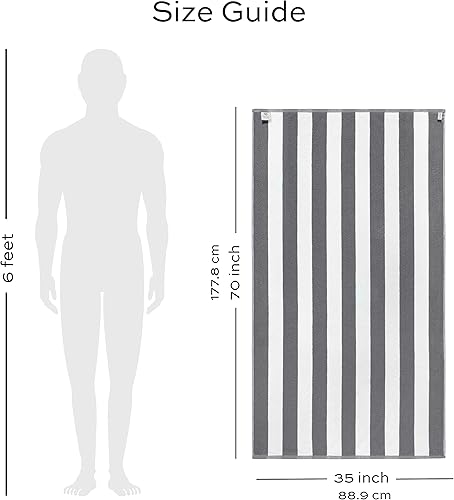 Miniatura 4 de White Classic Toallas de playa de gran tamaño de algodón a rayas cabaña, toalla de baño grande Lujosa felpa gruesa toalla de piscina para hotel