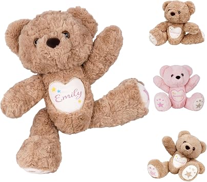 Personalized Bear Plush with Name Embroidered, Stuffed Animals for Toddlers | Custom Baby Girls Plush Toys, Personalized 1-12 Year Old Easter Christmas Birthday Gifts for Girls Boys Kids Newborn Bear