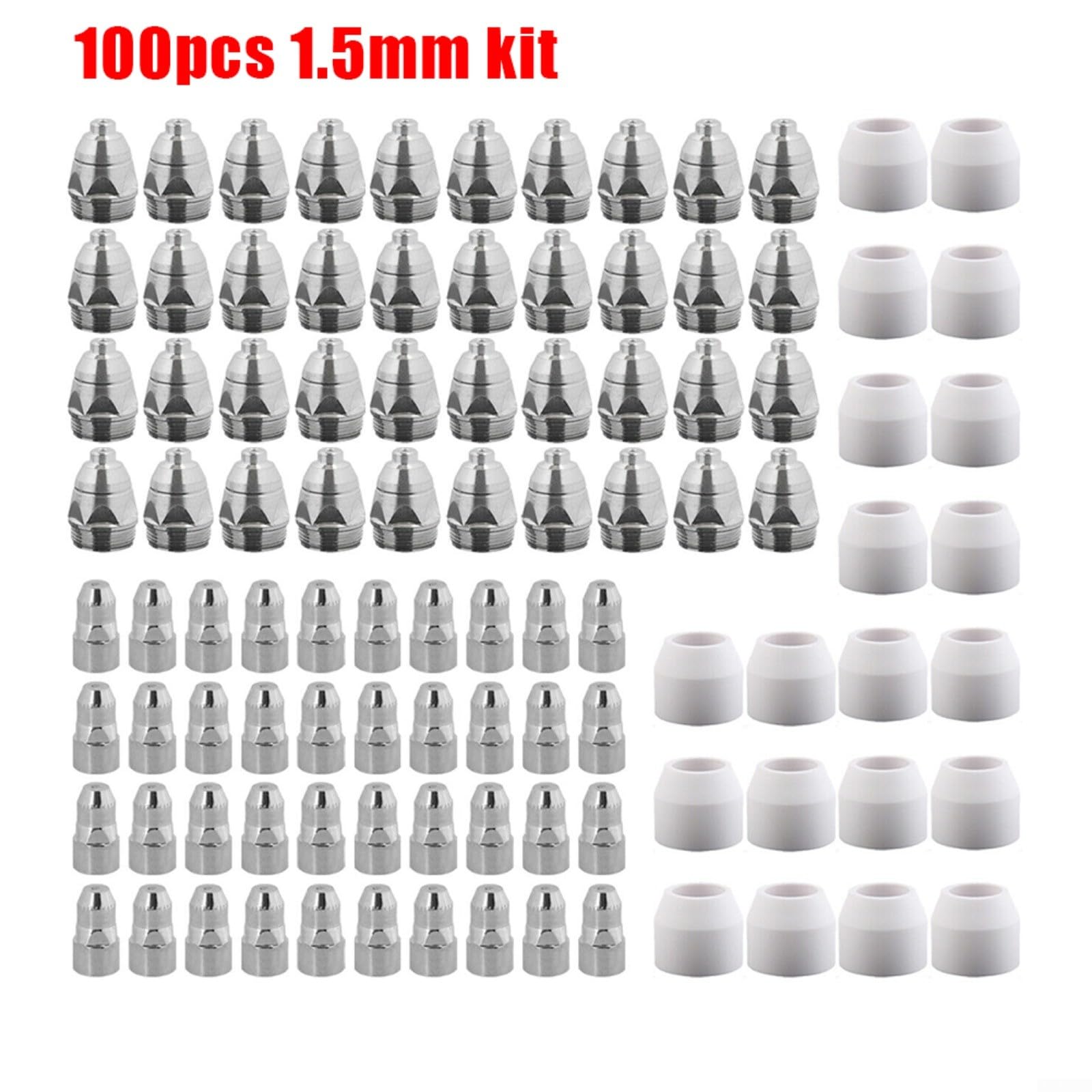 Elektroden & Düsen Verbrauchsmaterial für Amico Power APC-70HF 70A Plasmaschneider, P-80 Brenner Zubehör aus Kupfer für präzise Schnitte(100pcs 1.5mm Kit)