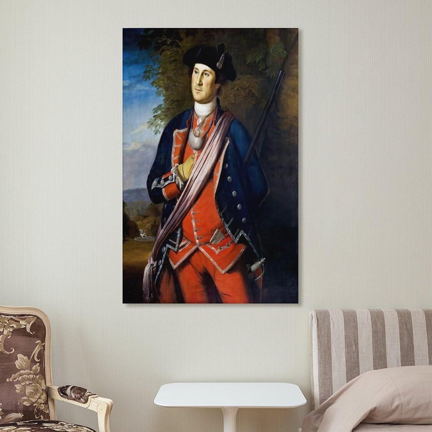 Historical Poster Print Earliest Authenticated Portrait of George Washington 1772 US History Canvas Wall Art Home Office Living Room Decor Vintage American Artwork 08x12inch(20x30cm)