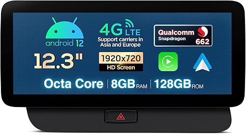 XTRONS Pantalla táctil IPS de 12.3 pulgadas para Audi Q5 ConciertoSymphony Radio System, Android 12 Car Stereo Radio GPS Navegación GPS - Qualcomm