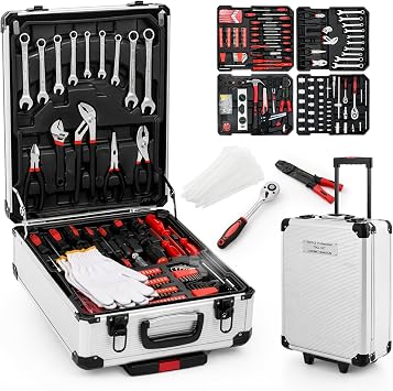 Tool Kit 799 Pieces with Wheels, Complete Tool Set in Rolling Tool Box, DIY Tools & Mechanic Tool Kit with Organiser, Toolbox Trolley for Home, Garage & Workshop