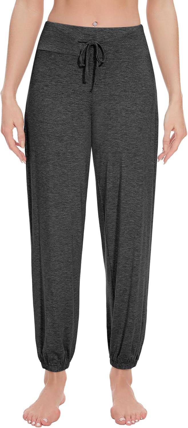 WiWi Women's Yoga Pants Viscose from Bamboo Stretchy Joggers Pant Comfy Lounge Bottoms Pajama Soft Breathable Cooling S-XXL