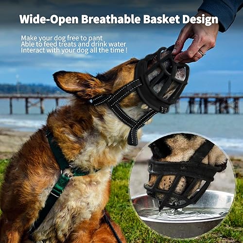 Miniatura 4 de BARKLESS Bozal para perro, bozal de silicona suave para perros para evitar morder y masticar, cubierta de boca de jaula transpirable para