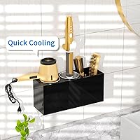 Vista 3 de NIUBEE Soporte para secadora de pelo, organizador de herramientas de pelo con montaje en pared, soporte para secadora de pelo para puerta