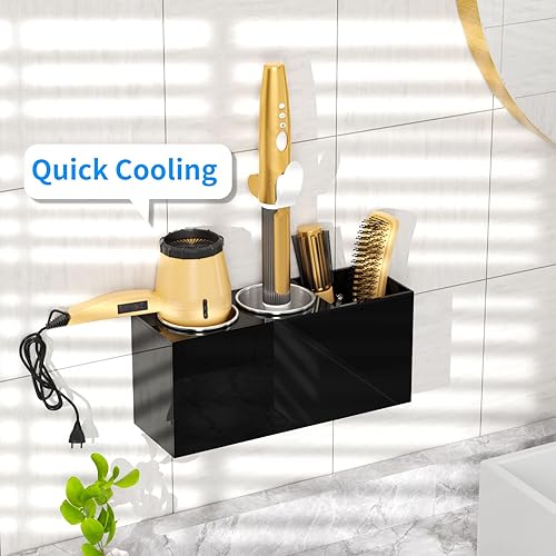 Miniatura 10 de NIUBEE Organizador de herramientas de peinado de montaje en pared - Soporte de gabinete de baño para secadores, planchas planas, rizadores - Blanco