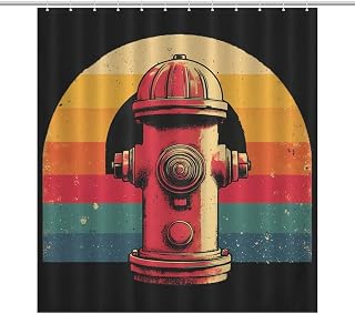 Vintage Fire Hydrant Shower Curtain for Bathroom Boho Cute Fun Bath Curtains with Hooks 66x72Inch（168x183cm）