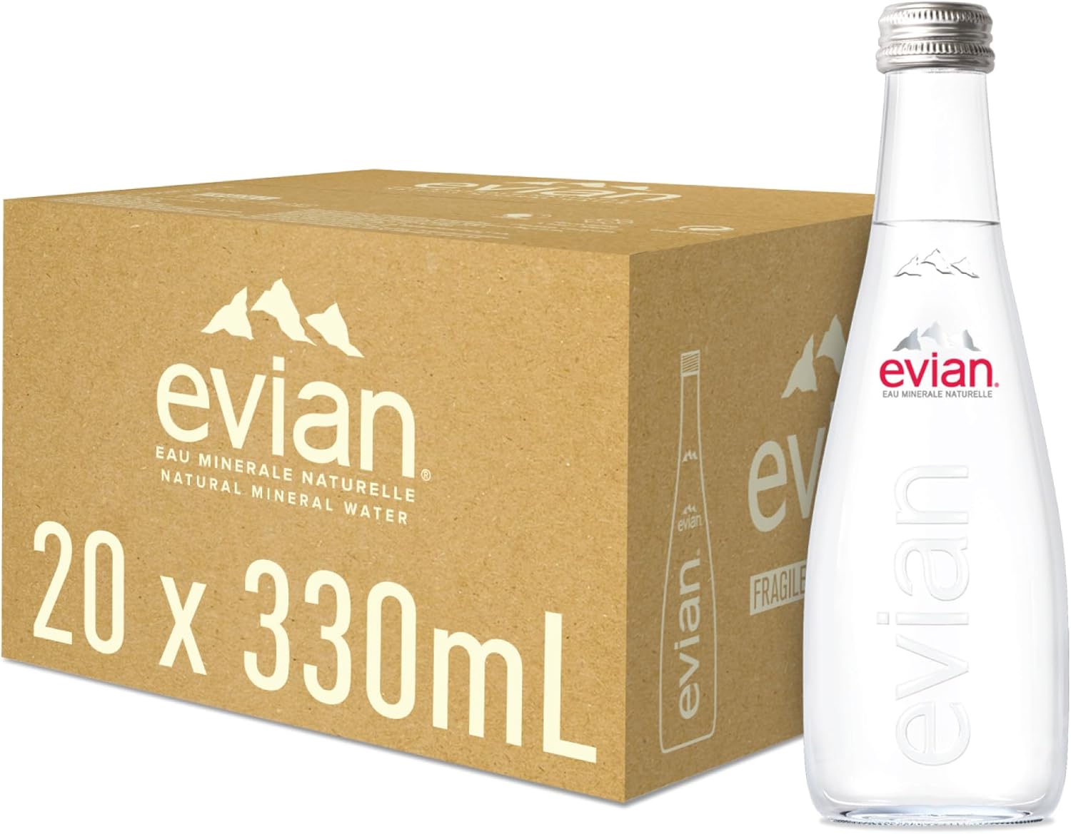 evian Mineral Water, Naturally Filtered Drinking Water, 330ml Bottled Water Crafted by Nature, Case of 20 x 330ml Glass Water Bottles evian Mineral Water, Naturally Filtered Drinking Water, 330ml Bottled Water Crafted by Nature, Case of 20 x 330ml Glass Water Bottles