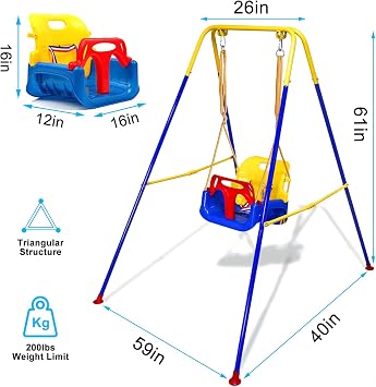 Foldable Toddler Swing Set for Indoor & Outdoor Use