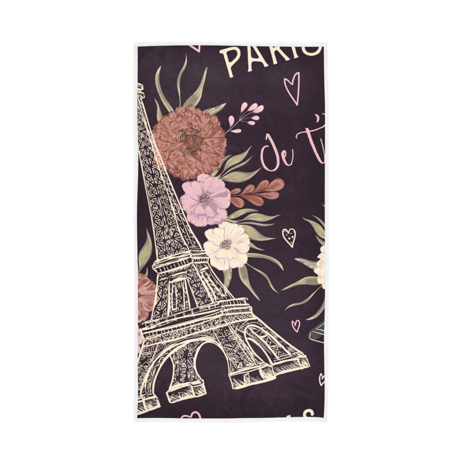 HUYGD Paris Eiffer Tower Face Towels, 15 x 30 Inch Decorative Bathroom Hand Towels Thick Hand Towels Esthetician Towels for Facials