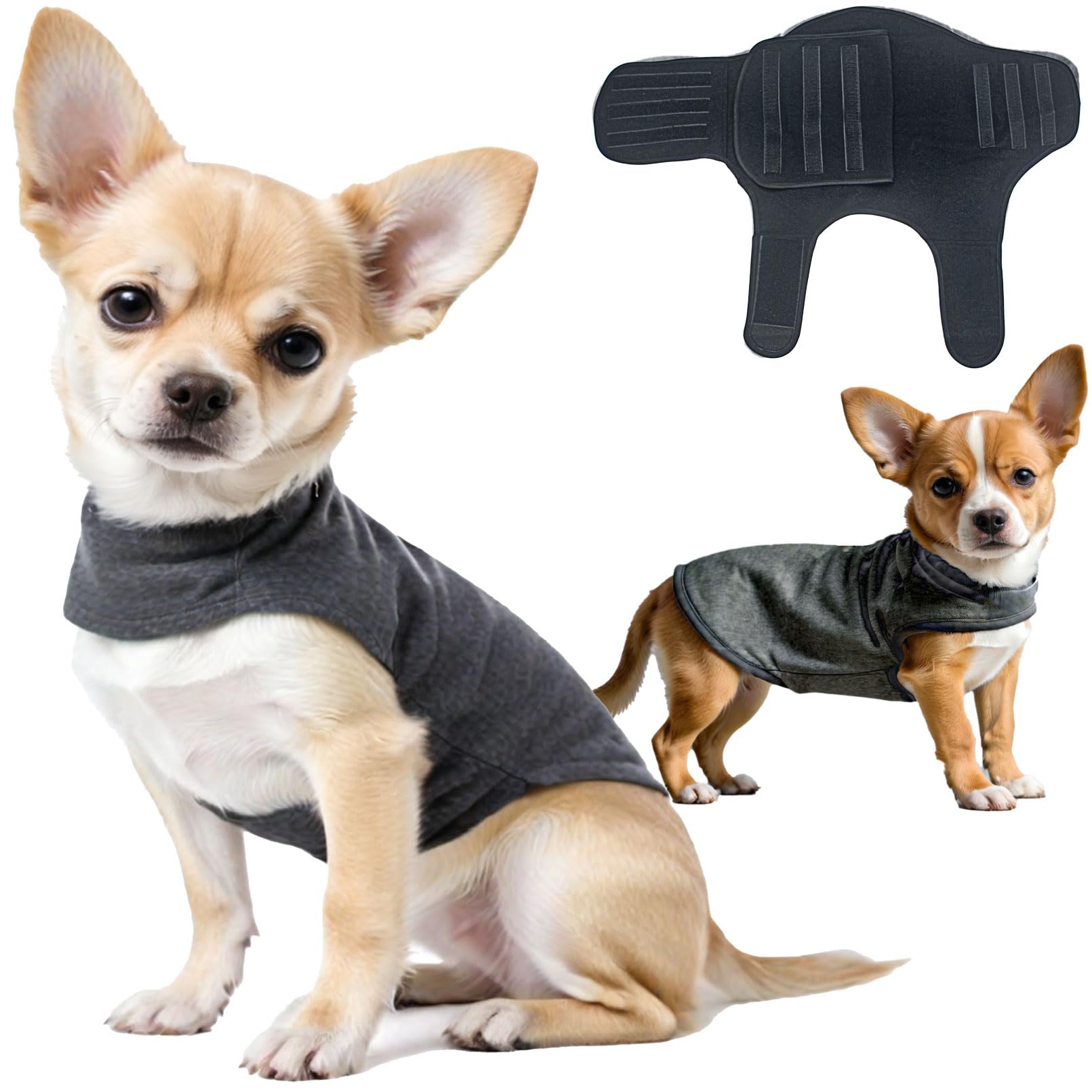 Cappotto Anti Ansia per Cane Acrilica Cappotto Calmante per Ansia Cane Cinghia con Chiusura a Strappo per Facile Indossare Elasticità Regolabile Attenuare Ansia Cane Lenitivo(Grigio Scuro XS)