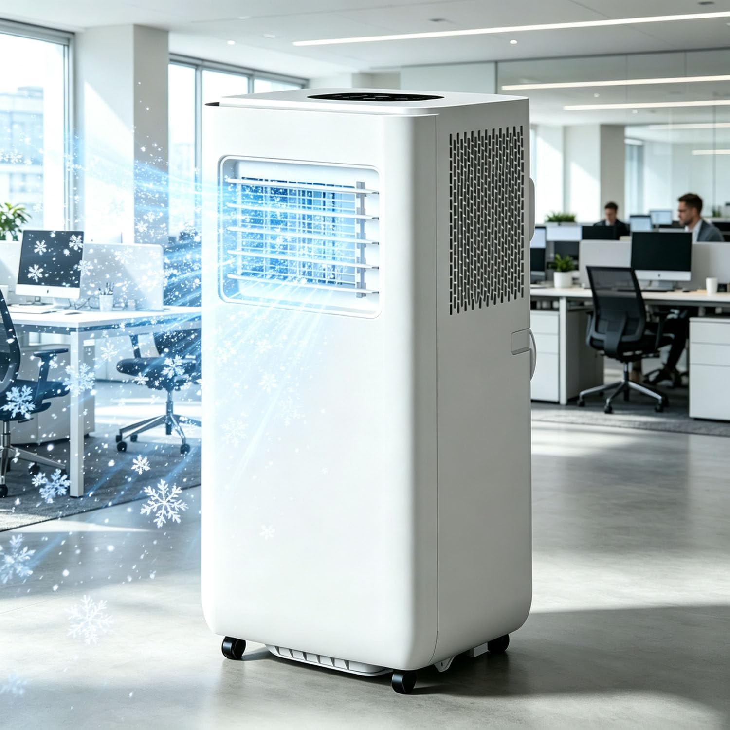 Climatiseur Portable combinant Refroidissement, Chauffage, déshumidification et Ventilation. Équipé d'une minuterie de 24 Heures, de Fonction d'oscillation à 120° 14000BTU-Cold