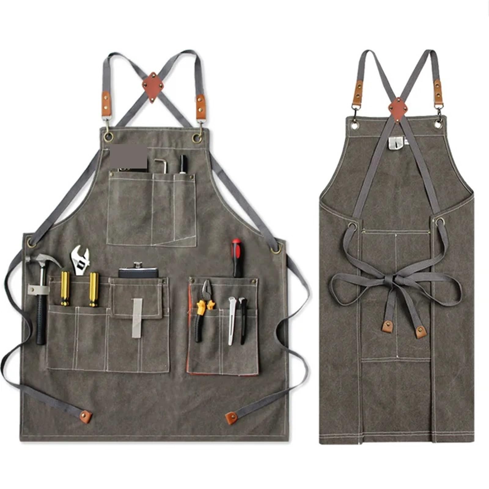 Avental de Ferramentas Delantales de trabajo ajustables de lona vaquera de 2 piezas con bolsillos for herramientas for peluquería, repostería, cafetería, carpintería y pintura, impermeables. para Carp