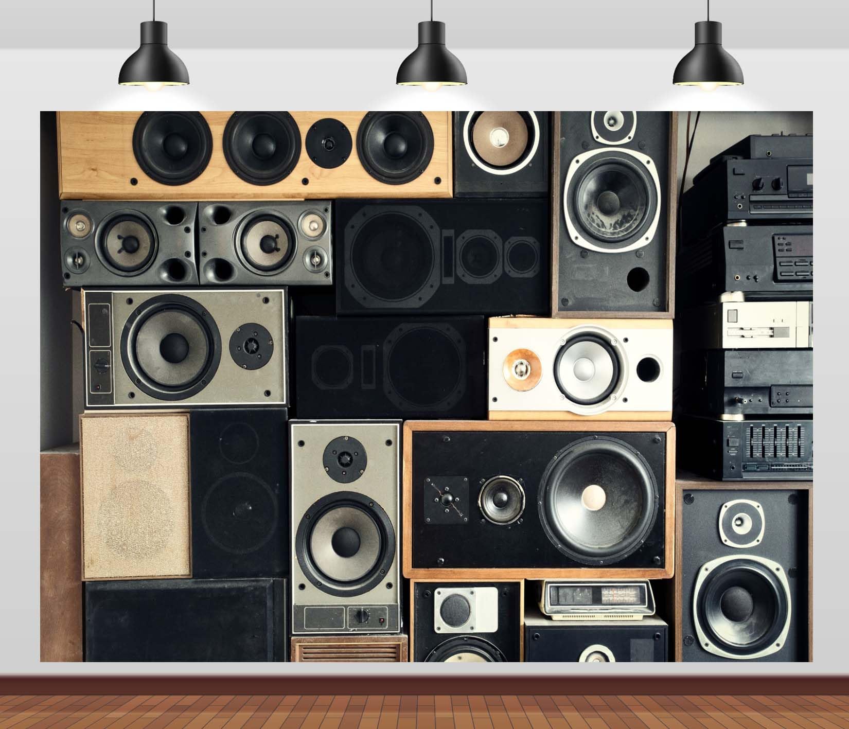 CORFOTO 9x6ft Music Sound Speakers Backdrop Retro Vintage Style 80s Style Photography Background Loudspeaker Music DJ Party Decor Backdrop Wallpaper